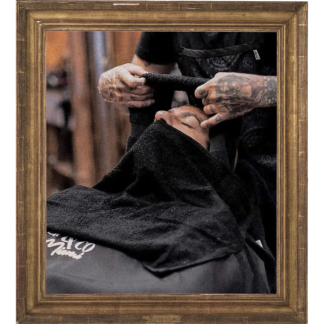 Hot towel treatment in the chair